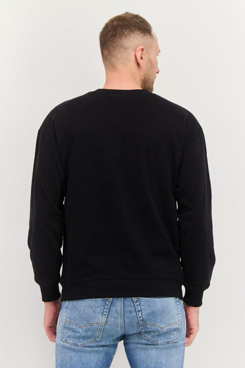 ELVIS سويت شيرت رجالي بأكمام طويلة وطباعة جرافيك، أسود - Image 2